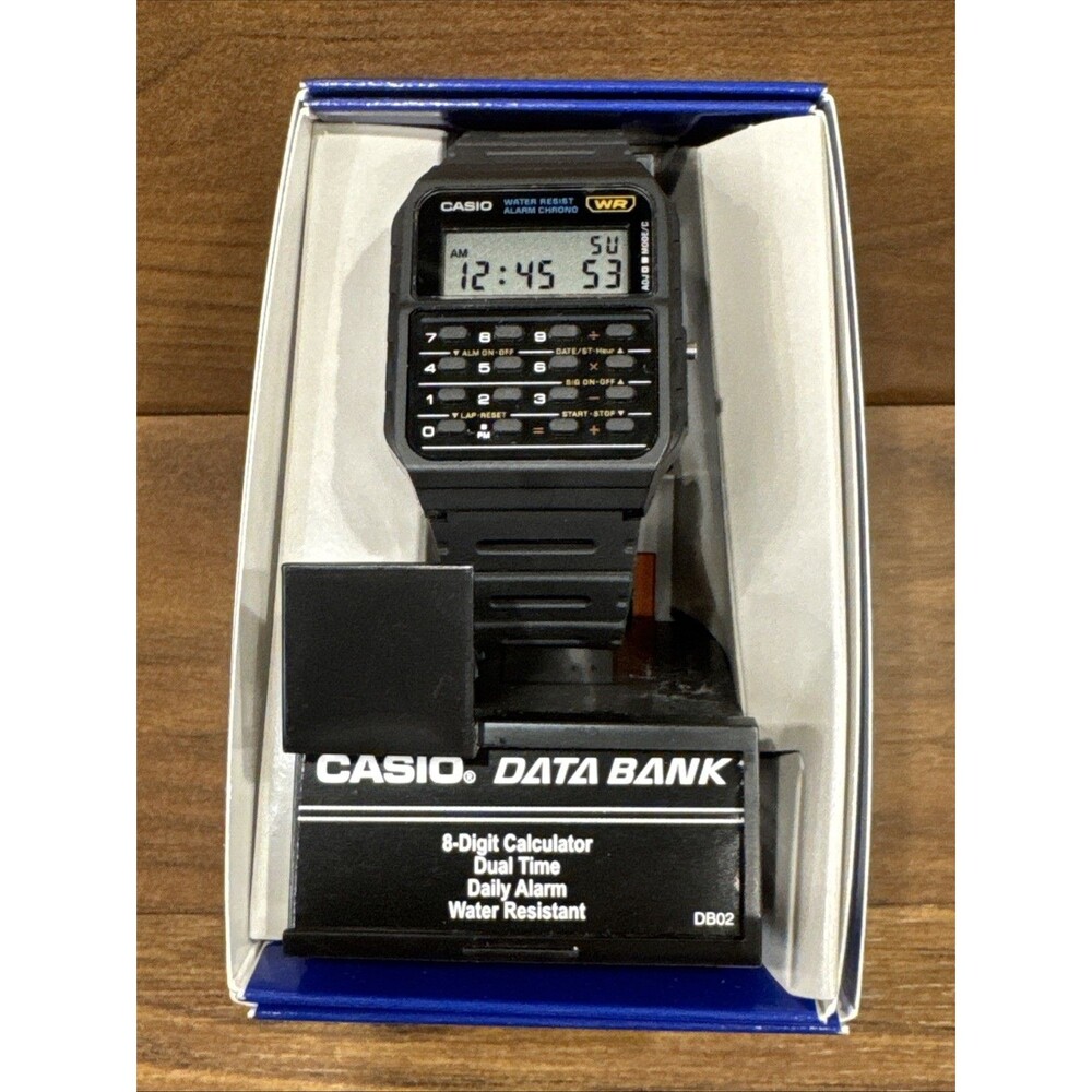 Casio Calculator Watch DataBank 8-Digit Calculator Water Resistant Black New